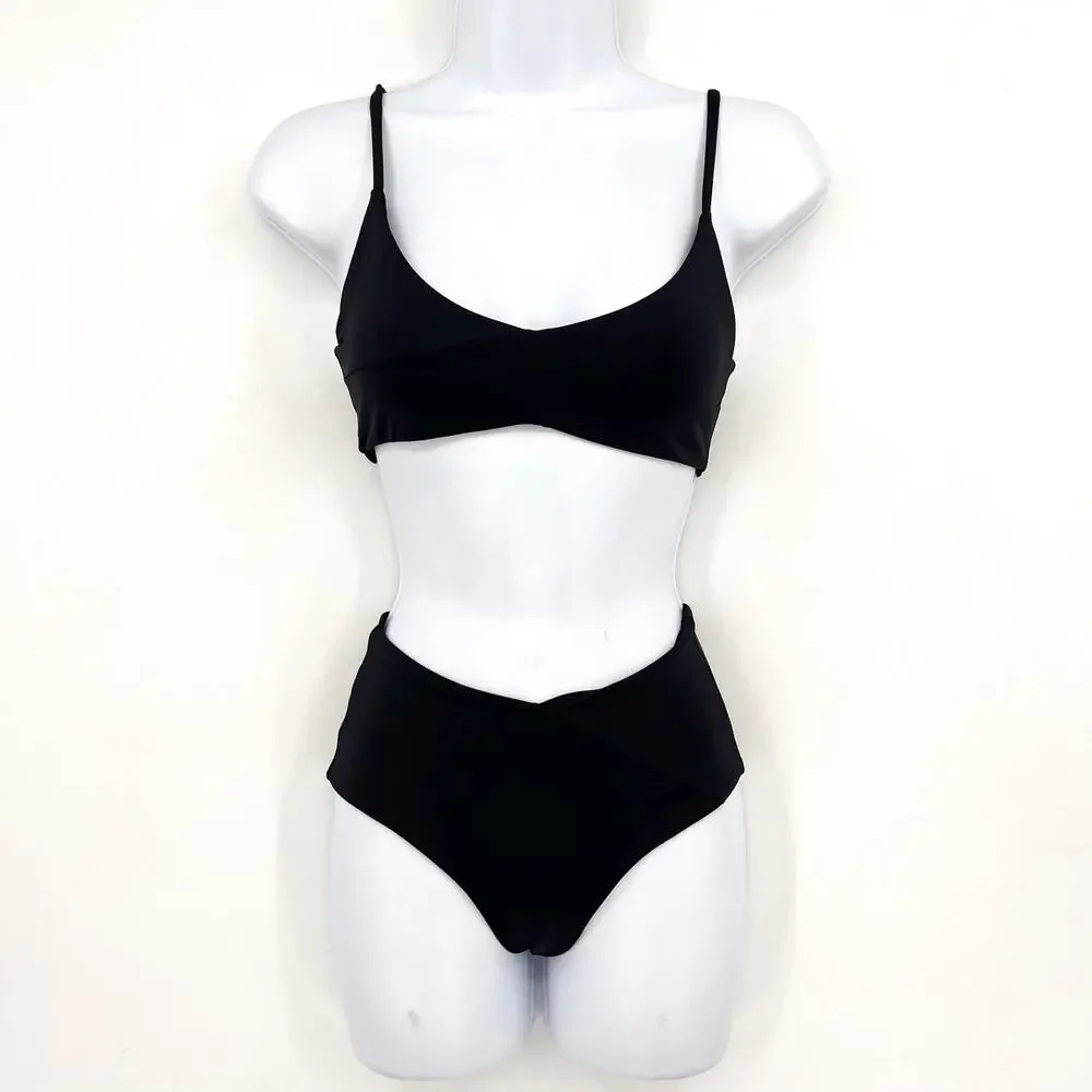 L*SPACE Women's High Tide Bikini Swim Set Small Black Stretch Adjustable NWT